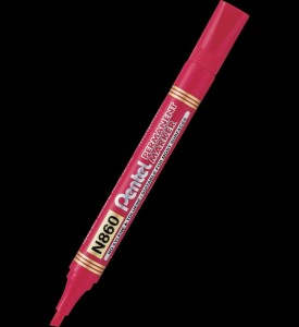 Marker permanentny Pentel, czerwony 1,2-4,5 mm ścięta końcówka