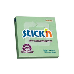 Notes samoprzylepny Stick'n 360 stopni zielony 100k 76 mm x 76 mm (21552)