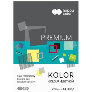 Blok techniczny Happy Color Premium A4 kolorowy 220g 10k 210 mm x 297 mm