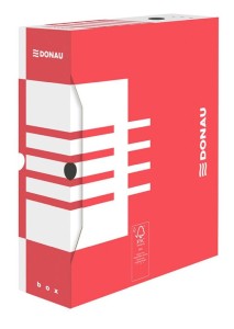 Pudło archiwizacyjne Donau A4 - czerwony 100 mm x 340 mm x 297 mm (7661301FSC-04)