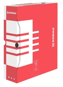 Pudło archiwizacyjne Donau A4 - czerwony 80 mm x 340 mm x 297 mm (7660301FSC-04)