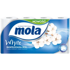 Papier toaletowy  2 warstwowy Mola White Bawełniana Biel 8 rolek