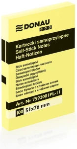 Notes samoprzylepny Donau Eco żółty 100k 51 mm x 76 mm (7592001PL-11)