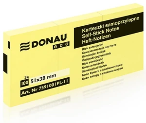 Notes samoprzylepny Donau Eco żółty 100k 38 mm x 51 mm (7591001PL-11)