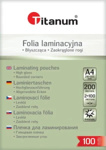 Folia do laminowania Titanum A4 - przezroczysty 100 mic. 216 mm x 303 mm