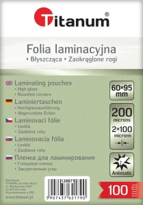 Folia do laminowania Titanum - przezroczysty 100 mic. 60 mm x 95 mm