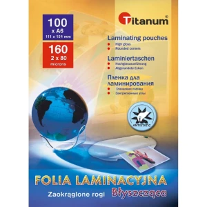 Folia do laminowania Titanum A6 - przezroczysty 80 mic. 111 mm x 154 mm