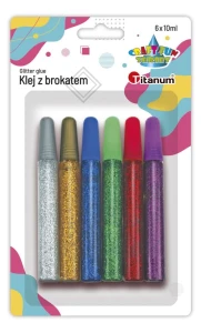 Klej w płynie Titanum Craft-Fun Series z brokatem 6 kolorów 10 ml