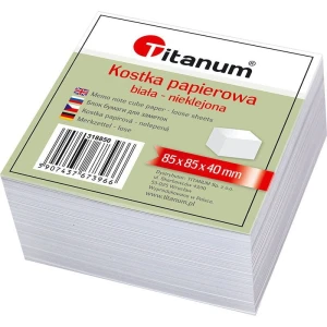 Kostka papierowa Titanum nieklejona mała - biały 85 mm x 85 mm x 40 mm