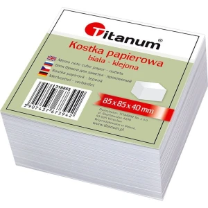 Kostka papierowa Titanum klejona mała - biały 85 mm x 85 mm x 40 mm