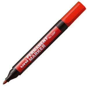 Marker permanentny Uni, czerwony 1,0-4,5 mm ścięta końcówka (NO-380B)