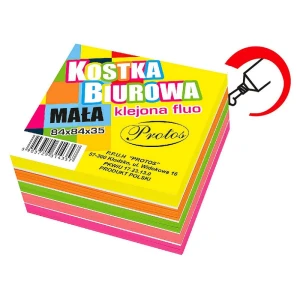 Kostka papierowa Protos klejona kolor fluo - mix 84 mm x 84 mm x 35 mm