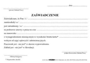 Druk offsetowy Stolgraf Zaświadczenie o zarobkach A6 100k. (K34)